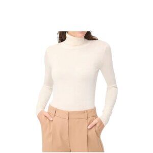 J.Crew Wool Blend Soft Turtleneck Sweater Cream Size XL Minimalist Quiet Luxury